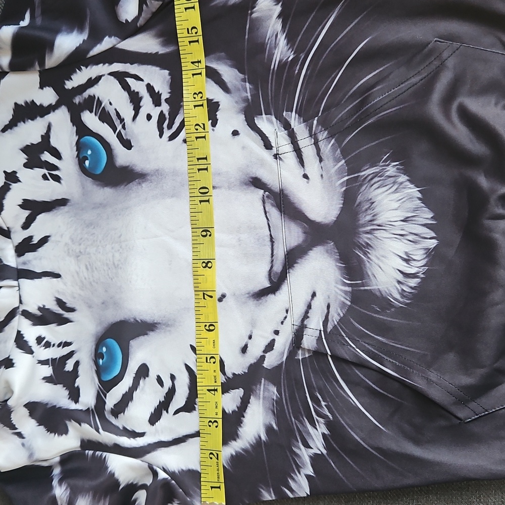 Black and White Tiger Print Kids Hoodie - Picture 7 of 7